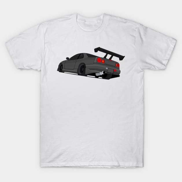 SKYLINE GTR R34 DARK-GREY T-Shirt by VENZ0LIC